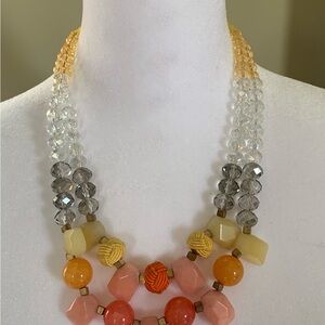 Crystal tropics bead necklace in yellow and peach tones by ANTHROPOLOGIE